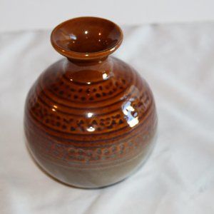 Brown and Tan Glazed Ceramic Vase